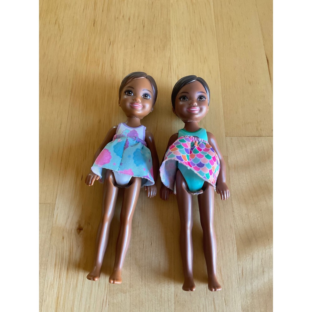 Mattel Barbie Chelsea‎ Dolls Set of 2 Swimsuit Cotton Candy Mermaid GPD44 GPD45